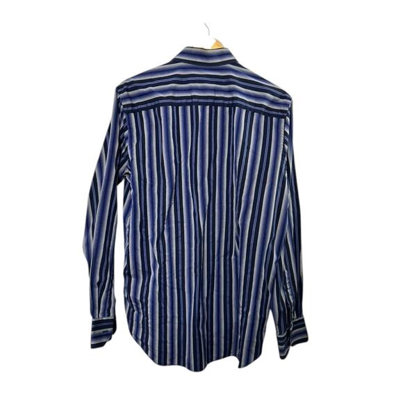 Bugatchi Classic Fit Navy Blue & Gray Long Sleeve Button Down Shirt Men's XL - Picture 5 of 7